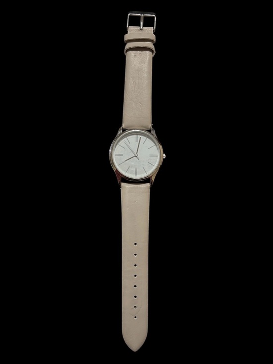 Accessories - Minimalist Beige Leather Strap Watch